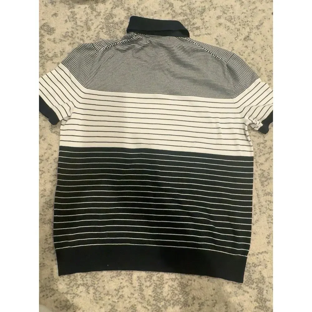 Banana Republic Supima Cotton Navy White Striped Polo Shirt Men’s Large L